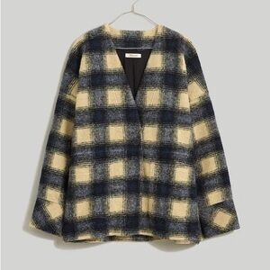 Brushed Jacquard Wrap-Front Cardigan in Plaid